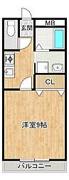 サンパーク朝倉 1Kの間取図画像