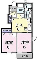 フルムーン 2DKの間取図画像