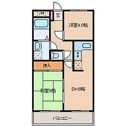 アビタシオン夜須 2DKの間取図画像
