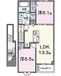ソラーナ・ウキハIII 2LDKの間取図画像