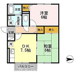 アネックスM 2DKの間取図画像