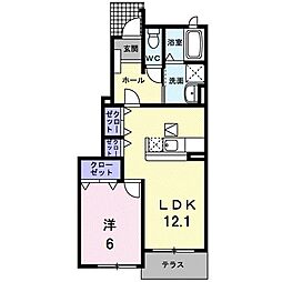 ラシーヌ大刀洗弐番館 1LDKの間取図画像