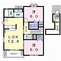 クローバー3 2LDKの間取図画像