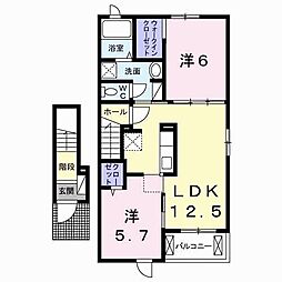ネルソン四番館 2LDKの間取図画像