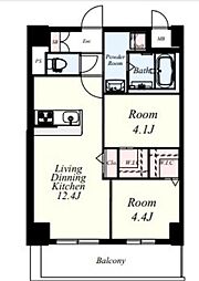 Mys Casetta Kurume(ミースカセッタ久留米) 2LDKの間取図画像