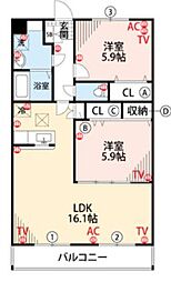 ルネス・ラシェーズ1 2LDKの間取図画像