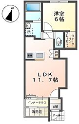 田代新町新築 1LDKの間取図画像