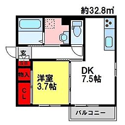 フォーライフ21 1DKの間取図画像