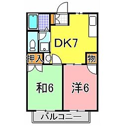 JR東海道・山陽本線 朝霧駅 徒歩8分の賃貸アパート 2階2DKの間取り