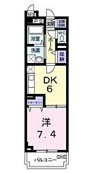 ボンヌ・シャンスLEGO 1DKの間取図画像