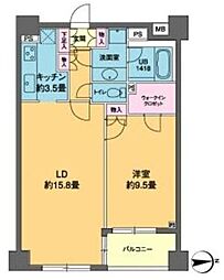 カスタリア高輪 8階1LDKの間取り