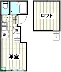インベスト品川17 2階ワンルームの間取り