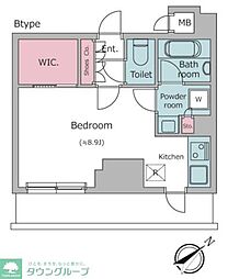 ALTERNA銀座 2階ワンルームの間取り