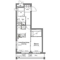 コンフォリア麻布台 3階1Kの間取り