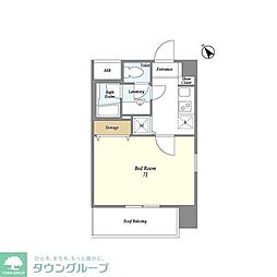 ミリアレジデンス赤坂 6階1Kの間取り