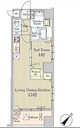 クレール日本橋 12階1LDKの間取り