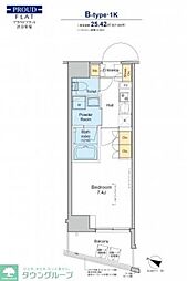 プラウドフラット渋谷笹塚 5階1Kの間取り
