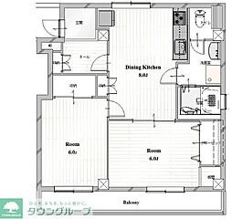 勝どき第3関根ビル 603 6階2DKの間取り