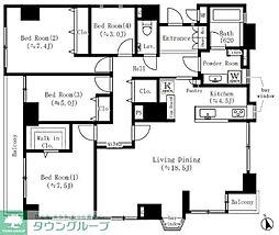フォレスタ御苑前 4階4LDKの間取り