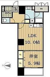 グランハイツ高田馬場 13階1LDKの間取り