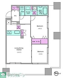麹町プレイス 11階2LDKの間取り