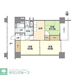 高田馬場住宅 13階3Kの間取り
