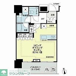 ブランズ渋谷桜丘 19階ワンルームの間取り