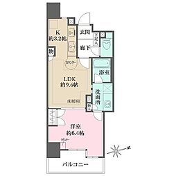 カルムインフォアームズ東京コア 10階1LDKの間取り
