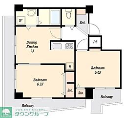 ショパン鵜の木 4階2DKの間取り