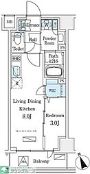 ジオエント早稲田 1LDKの間取図画像