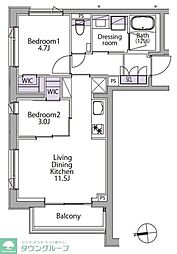 イプセ白金台 2LDKの間取図画像
