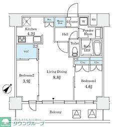 サンライズ茅場町 2LDKの間取図画像