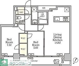 ジオエント白金台 2LDKの間取図画像