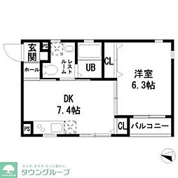 メゾン・ド・アジュール 1DKの間取図画像