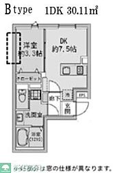 FABRIC蒲田westResidence 1DKの間取図画像