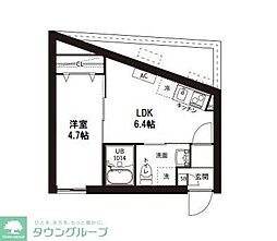 新宿区富久町マンション 1DKの間取図画像