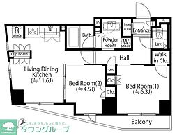 コノート茗荷谷 2LDKの間取図画像