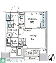 PARKAXIS神保町 1DKの間取図画像