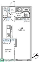 エスジーコート学芸大学 1LDKの間取図画像