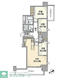 パークタワー大森 3LDKの間取図画像