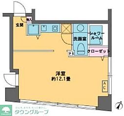 カスタリア水天宮2 1Kの間取図画像