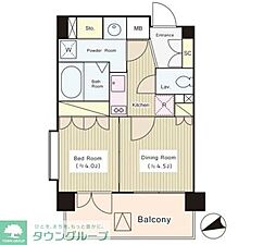 コートラクリア京橋 1DKの間取図画像