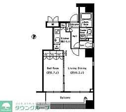 クリアーウォーター芝 1LDKの間取図画像