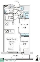 プライムブリス深川住吉 2LDKの間取図画像