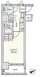 カスタリア日本橋 1Kの間取図画像