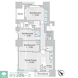 ザ・グランクラッセ日本橋イースト 3LDKの間取図画像