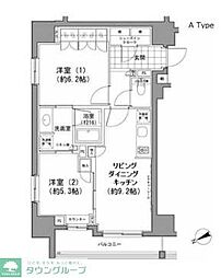 パークハビオ八丁堀 2LDKの間取図画像