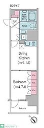 クロスレジデンス大崎 1DKの間取図画像