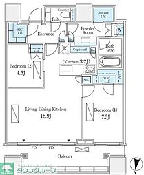 パークコート渋谷ザタワー 2LDKの間取図画像