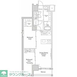 ザ・パークハビオ日本橋三越前 2LDKの間取図画像
